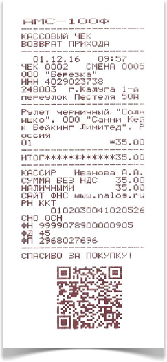 возврат прихода